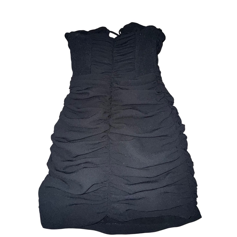 Black Ruched Halter Neck sexy Mini Dress Bodycon sz S Sexy Baddie Grunge Goth - Picture 8 of 8